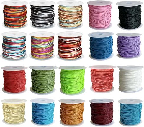 1mm Waxed Polyester Cord Bracelet Cord Wax Coated Thread for Jewelry Making Waxed String for Bracelet Making 25yards for Each Color (20 Colors) in Saudi Arabia