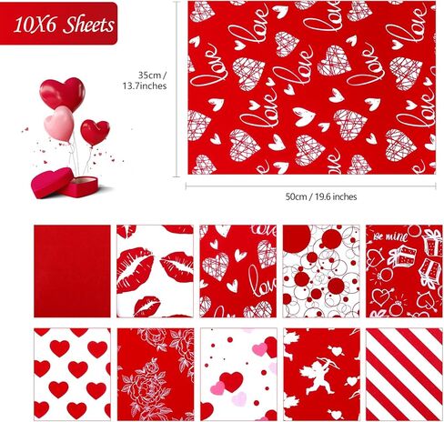 Naler 60 Sheets 14x20In Valentine's Day Tissue Paper Red Themed Gift Wrapping Tissue Paper for Valentine's Day Wedding Decorations in Saudi Arabia