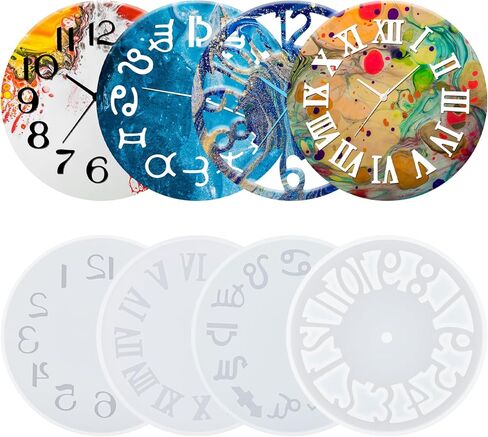 5.9 Inch Handmade Silicone Clock Molds - 4 Pcs (Arabic+Roman+Hollow+Constellations) for DIY Resin Crafts/Home Wall Hanging Ornaments,DIY Clock Dial Resin Mould Kit in Saudi Arabia