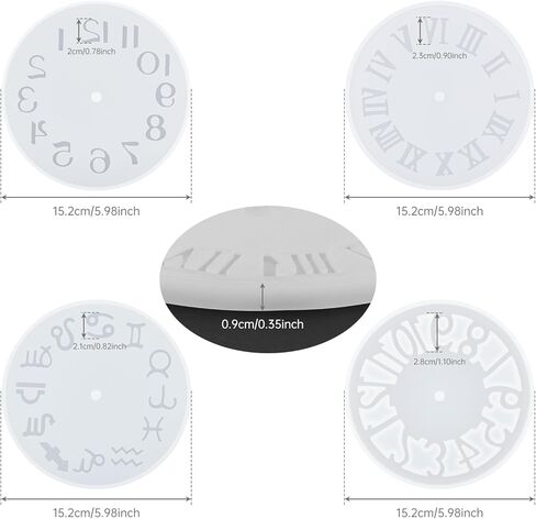 5.9 Inch Handmade Silicone Clock Molds - 4 Pcs (Arabic+Roman+Hollow+Constellations) for DIY Resin Crafts/Home Wall Hanging Ornaments,DIY Clock Dial Resin Mould Kit in Saudi Arabia