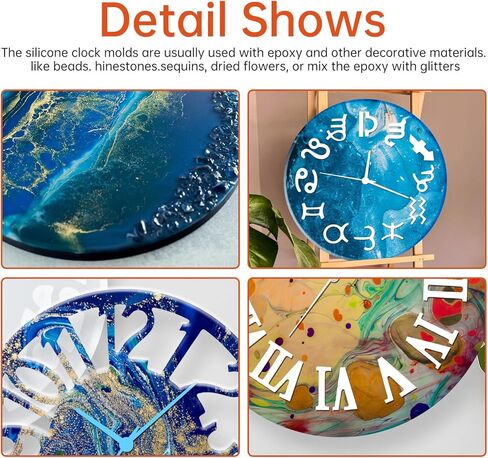 5.9 Inch Handmade Silicone Clock Molds - 4 Pcs (Arabic+Roman+Hollow+Constellations) for DIY Resin Crafts/Home Wall Hanging Ornaments,DIY Clock Dial Resin Mould Kit in Saudi Arabia