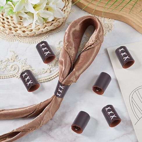 20PCS PU Leather Scarf Ring Clip Cylindrical Bandanas Buckles Leather Scarves Slides Clasp in Saudi Arabia