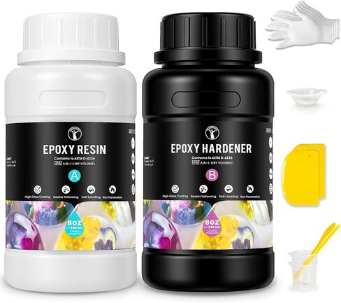 ResinAngel Epoxy Resin Kit 16oz – Crystal Clear Finish, 1:1 Mixing Ratio, Bubble-Free & Self-Leveling for DIY Crafts, Woodworking, Jewelry, Resin Art & More in Saudi Arabia