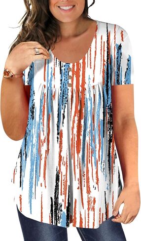 BeadChica Plus Size Tunic Tops For Leggings Casual Flowy Tshirts Ruched Blouses For Women in Kuwait