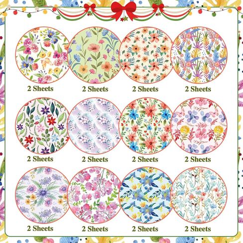 Konsait 24 Sheets Spring Floral Scrapbook Paper 12x12, Double Sided Flower Pattern Paper Spring Decorative Papers Floral Cardstock Pad Origami Papers for Card Making Scrapbook Supplies in Saudi Arabia