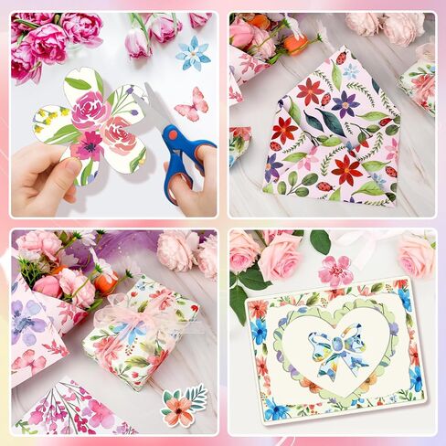Konsait 24 Sheets Spring Floral Scrapbook Paper 12x12, Double Sided Flower Pattern Paper Spring Decorative Papers Floral Cardstock Pad Origami Papers for Card Making Scrapbook Supplies in Saudi Arabia