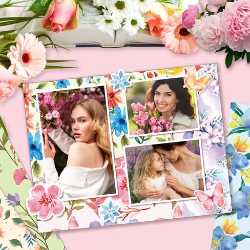 Konsait 24 Sheets Spring Floral Scrapbook Paper 12x12, Double Sided Flower Pattern Paper Spring Decorative Papers Floral Cardstock Pad Origami Papers for Card Making Scrapbook Supplies in Saudi Arabia
