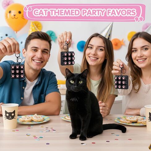 FunisFun Cat Paw Keyboard Fidget Toys for Adults، لوحة المفاتيح Fidget Clicker Keychain مع صوت Clicky لاجتماعات المكتب وتخفيف التوتر والقلق لمحبي القطط (أسود) in Kuwait