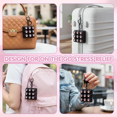FunisFun Cat Paw Keyboard Fidget Toys for Adults، لوحة المفاتيح Fidget Clicker Keychain مع صوت Clicky لاجتماعات المكتب وتخفيف التوتر والقلق لمحبي القطط (أسود) in Kuwait