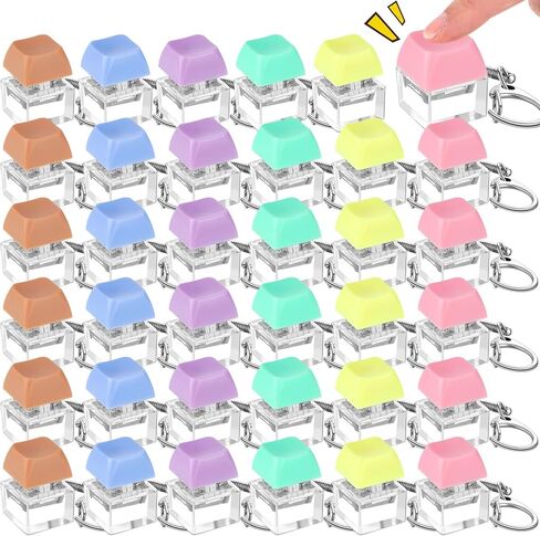 36 Pcs Keyboard Fidget Clicker Keyboard Keychain Decompression Relief Toys Button Stress Relief Gifts for Adults Pass The Time (Vivid Color) in Saudi Arabia