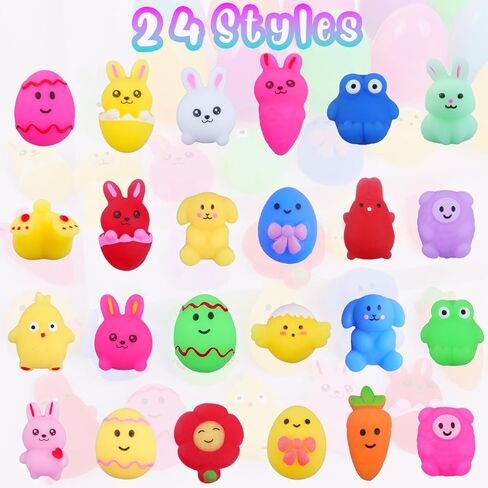 24 عبوة من بيض عيد الفصح البلاستيكي المملوء مسبقًا بالألعاب، بيض عيد الفصح المحشو مسبقًا بدون حلوى مع ألعاب بيض إسفنجية بالداخل، بيض مفاجأة لصيد بيض عيد الفصح، حشوات سلة عيد الفصح in Kuwait