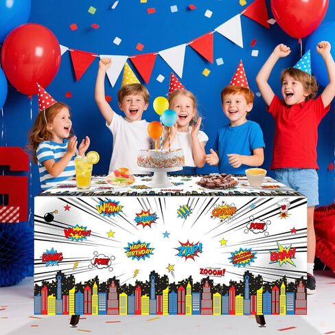 1 قطعة 6Ft بطل البوليستر مفرش المائدة ، 72 ''x 30'' خارقة موضوع غطاء الطاولة لوازم ديكور الحفلات in Kuwait
