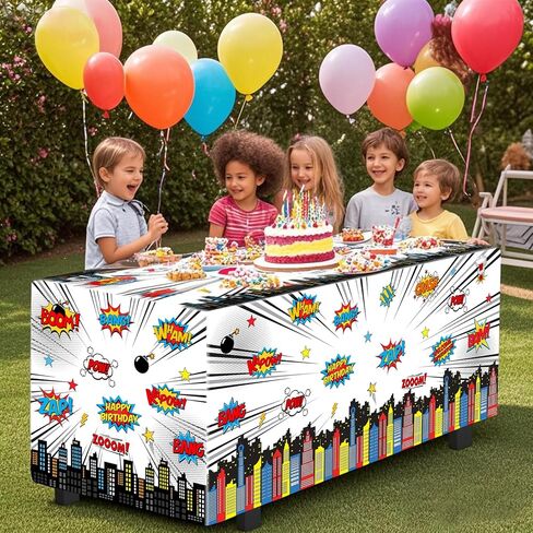 1 قطعة 6Ft بطل البوليستر مفرش المائدة ، 72 ''x 30'' خارقة موضوع غطاء الطاولة لوازم ديكور الحفلات in Kuwait
