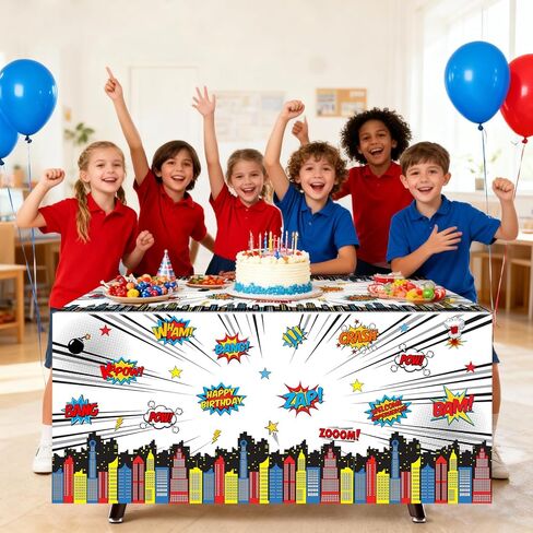 1 قطعة 6Ft بطل البوليستر مفرش المائدة ، 72 ''x 30'' خارقة موضوع غطاء الطاولة لوازم ديكور الحفلات in Kuwait