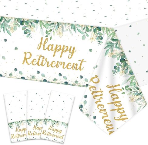 3Pcs Sage Green Retirement Party Supplies Greenery Happy Retirement Party Tablecloths Gold Green Going Away Parties Decorations Table Covers for Men Women Coworker Goodbye Parties Favors 107 x 54 Inch in Saudi Arabia