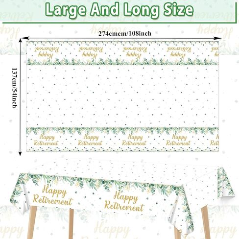 3Pcs Sage Green Retirement Party Supplies Greenery Happy Retirement Party Tablecloths Gold Green Going Away Parties Decorations Table Covers for Men Women Coworker Goodbye Parties Favors 107 x 54 Inch in Saudi Arabia