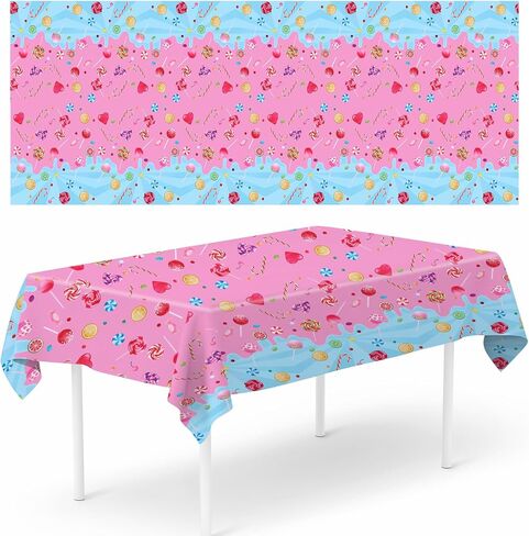 2 Pcs Cupcakes Tablecloth,54 x 107 Inch Disposable Cakes Calligraphy with Polka Dots Table Covers,Home Bakery Theme Tablecloth for Picnic,BBQ,Summer Party,Beach,Pool,Birthday in Saudi Arabia