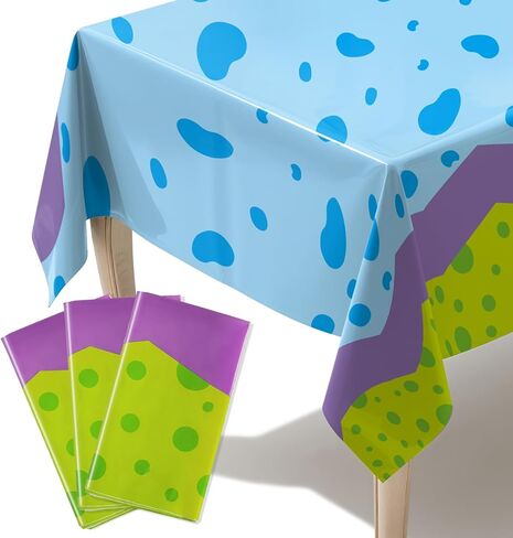 Mprocen Cartoon Red White Yellow Birthday Party Tablecloth 3 Pcs 54 x 108 Inch Cute Decorations Party Supplies Animation Theme Plastic Table Covers Disposable Table Cloth Boys Girls in Saudi Arabia
