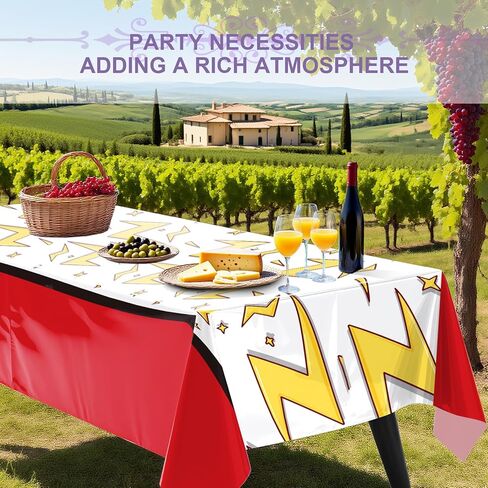 Mprocen Cartoon Red White Yellow Birthday Party Tablecloth 3 Pcs 54 x 108 Inch Cute Decorations Party Supplies Animation Theme Plastic Table Covers Disposable Table Cloth Boys Girls in Saudi Arabia