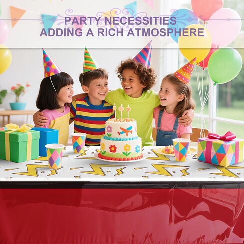 Mprocen Cartoon Red White Yellow Birthday Party Tablecloth 3 Pcs 54 x 108 Inch Cute Decorations Party Supplies Animation Theme Plastic Table Covers Disposable Table Cloth Boys Girls in Saudi Arabia