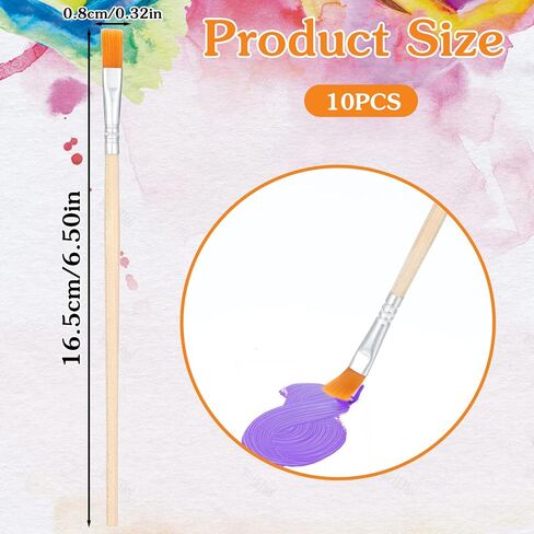 Flat Paint Brush Set, 10 Pcs Flat Paint Brushes for Acrylic Painting Small Paintbrush with Wooden Handle Artists Paintbrush Craft Brush for Watercolor Gouache Oil Body Detail Painting in Saudi Arabia