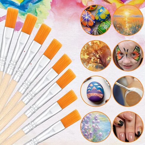 Flat Paint Brush Set, 10 Pcs Flat Paint Brushes for Acrylic Painting Small Paintbrush with Wooden Handle Artists Paintbrush Craft Brush for Watercolor Gouache Oil Body Detail Painting in Saudi Arabia