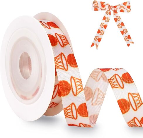 Basketball Ribbon 3 Yard 3/8 Inch Ribbon for Gift Wrapping Grosgrain Hair Decorative Gift Wreath Floral Ribbons for Crafts Flower Bouquet Sewing DIY Sports Themed Party Decorations Birthday Favor in Saudi Arabia