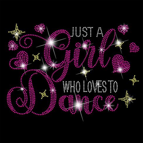 SUPERDANT Dance Iron on Rhinestones for Clothes Just a Girl Who Loves to Dance Crystal Heat Transfer Stickers Iron on Decals Rhinestone Patches for T-Shirt Clothing Hoodie Jackets DIY Art Craft Gifts in Saudi Arabia