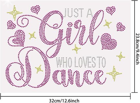 SUPERDANT Dance Iron on Rhinestones for Clothes Just a Girl Who Loves to Dance Crystal Heat Transfer Stickers Iron on Decals Rhinestone Patches for T-Shirt Clothing Hoodie Jackets DIY Art Craft Gifts in Saudi Arabia
