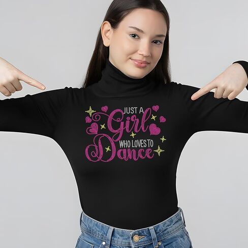 SUPERDANT Dance Iron on Rhinestones for Clothes Just a Girl Who Loves to Dance Crystal Heat Transfer Stickers Iron on Decals Rhinestone Patches for T-Shirt Clothing Hoodie Jackets DIY Art Craft Gifts in Saudi Arabia