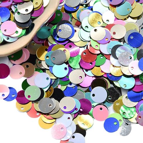 60 Grams 20 mm Flat Round Sequins for Crafts Large Sequin Paillettes Sew on Sequins for Clothing Loose Sequins for Embroidery Multi Color in Saudi Arabia