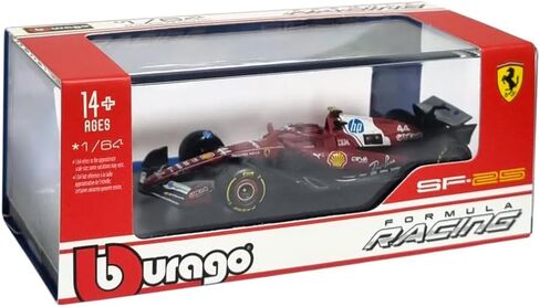 Bburago 1:64 Scale Race Formula Ferrari SF-25 (2025) Diecast Vehicle, Hamilton #44 in Saudi Arabia