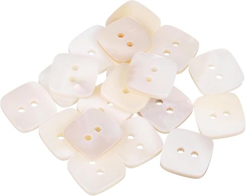 uxcell 20Pcs Natural Shell Button, 2 Hole 13mm Square Mother of Pearl Buttons for Shirt Coats Suits Jacket Jeans Skirts DIY Sewing Crafts, White in Saudi Arabia