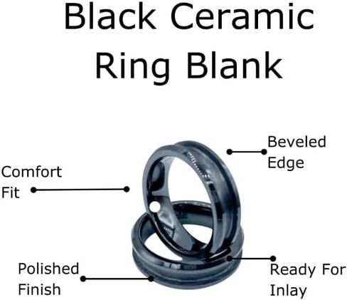 Black Ceramic Ring Blank Core 8mm For Inlay Jewelry Making in Saudi Arabia
