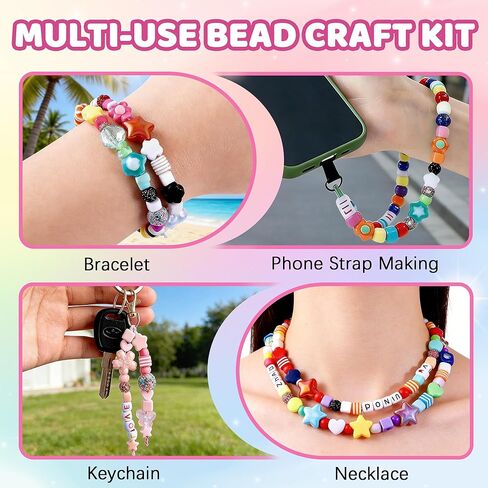 NIWPKDCE Keychain Making Kit, 672 Pieces Colorful Keychain DIY Set with Tools and Adjustable Beads Decorations Gift for Daughter Wife in Saudi Arabia
