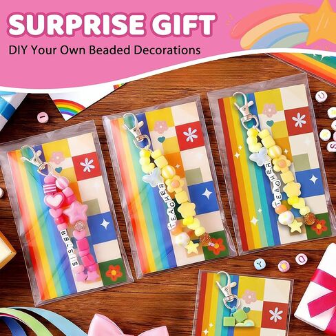 NIWPKDCE Keychain Making Kit, 672 Pieces Colorful Keychain DIY Set with Tools and Adjustable Beads Decorations Gift for Daughter Wife in Saudi Arabia