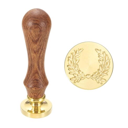 MECCANIXITY خمر ختم الشمع ختم، 25mm الزهور والنباتات رئيس النحاس والطوابع مقبض خشبي لعيد الهالوين شخصية عيد الميلاد بطاقات الزفاف هدية مغلفات دعوة الختم، F26 in Kuwait