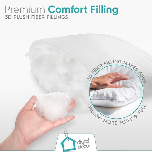 ديكور رقمي وسادة رمي مزخرفة مقاس 20 × 20، شكل وسادة بديلة ناعمة لا تسبب الحساسية للأريكة والأريكة وديكور غرفة النوم، مصنوعة في الولايات المتحدة الأمريكية، حشوة وسادة مربعة، أبيض، عبوة واحدة in Kuwait