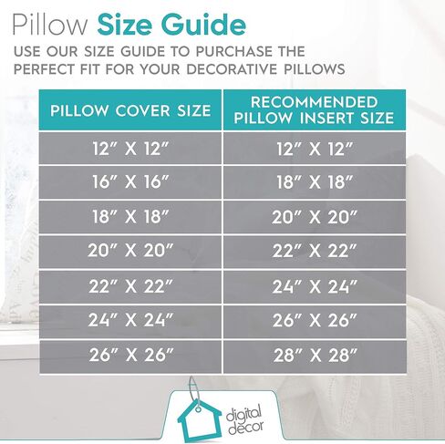 ديكور رقمي وسادة رمي مزخرفة مقاس 20 × 20، شكل وسادة بديلة ناعمة لا تسبب الحساسية للأريكة والأريكة وديكور غرفة النوم، مصنوعة في الولايات المتحدة الأمريكية، حشوة وسادة مربعة، أبيض، عبوة واحدة in Kuwait