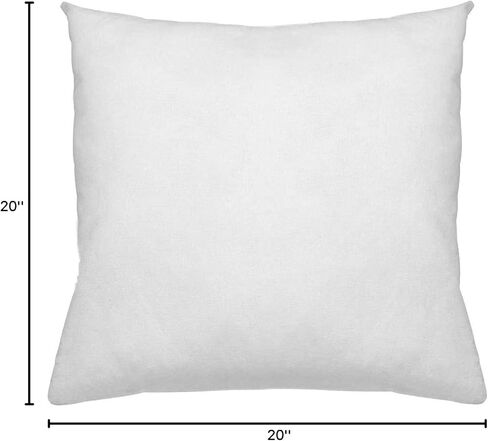 ديكور رقمي وسادة رمي مزخرفة مقاس 20 × 20، شكل وسادة بديلة ناعمة لا تسبب الحساسية للأريكة والأريكة وديكور غرفة النوم، مصنوعة في الولايات المتحدة الأمريكية، حشوة وسادة مربعة، أبيض، عبوة واحدة in Kuwait