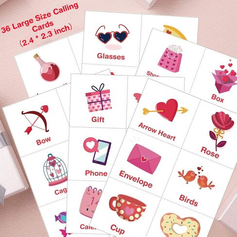 Jumlys Valentines Day Large Size Bingo Game Card for Kids/Adults, 32 Players - Valentine Game for Family/School Classroom/Large Group, Valentine Party Favor for Boys & Girls in Saudi Arabia