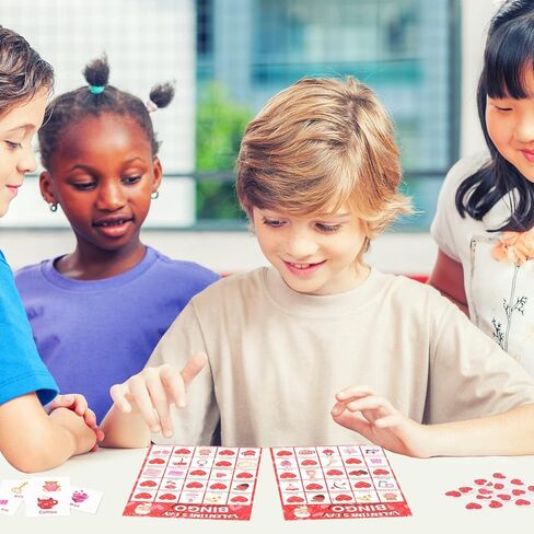 Jumlys Valentines Day Large Size Bingo Game Card for Kids/Adults, 32 Players - Valentine Game for Family/School Classroom/Large Group, Valentine Party Favor for Boys & Girls in Saudi Arabia
