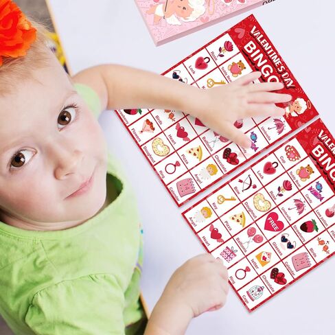 Jumlys Valentines Day Large Size Bingo Game Card for Kids/Adults, 32 Players - Valentine Game for Family/School Classroom/Large Group, Valentine Party Favor for Boys & Girls in Saudi Arabia