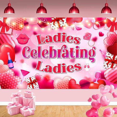 Galentines Day Decorations Ladies Celebrating Ladies Banner Happy Galentine’s Day Door Cover Valentine’s Day Decorations Galentines Decorations Backdrop for Girls Women Lady Galentines Day Party Decorations in Saudi Arabia