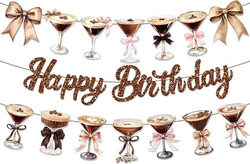 3 Pcs Espresso Martini Party Banner Garland Espresso Martini Glasses Happy Birthday Party Banners for Martinis Birthdays Decorations Coffee Cocktail-Themed Cup Garlands for Bachelorette Party Supplies in Saudi Arabia