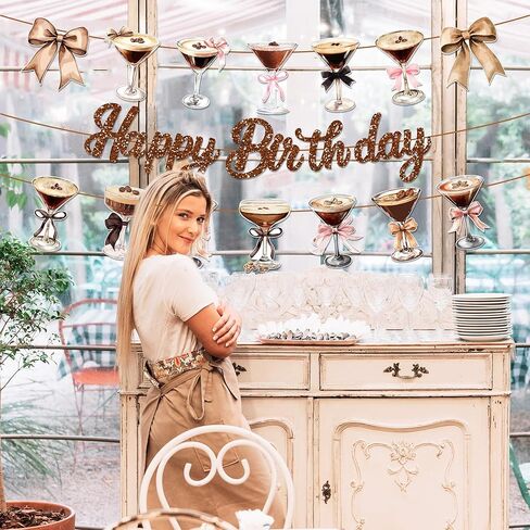 3 Pcs Espresso Martini Party Banner Garland Espresso Martini Glasses Happy Birthday Party Banners for Martinis Birthdays Decorations Coffee Cocktail-Themed Cup Garlands for Bachelorette Party Supplies in Saudi Arabia