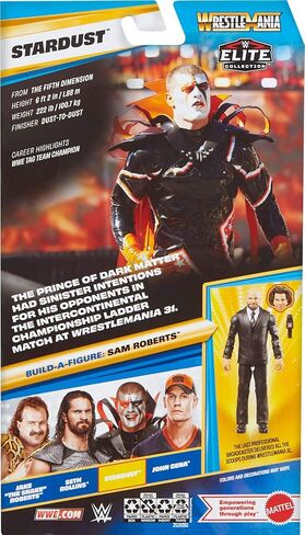 Mattel WWE Elite Collection Action Figure & Accessories, Premium Live Event Stardust Set, Wrestlemania with Sam Roberts Build-A-Figure Parts in Saudi Arabia