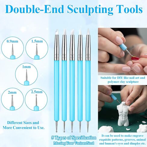 15Pcs Silicone Sculpting Tools, Pottery Clay Tools, Clay Sculpting Tool Modeling Dotting Embossing Tool for Painting in Saudi Arabia