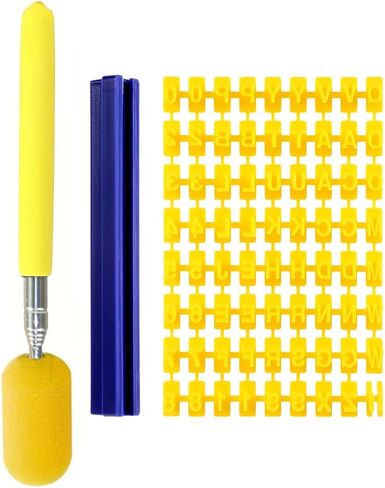 مجموعة طوابع الأبجدية مع عصا إسفنجية مطاطية صفراء للفخار الطيني - أدوات طين البوليمر، رموز أرقام الأبجدية الكبيرة، طوابع مزخرفة صغيرة بالضغط على الفوندان DIY in Kuwait