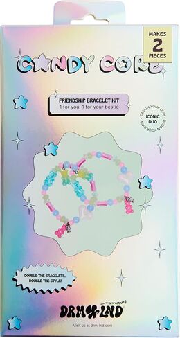 DRM-LND Design Your Own Candy Core Friendship Bracelet Kit – DIY Jewelry Making Set with 54 Beads, 6 Charms & Elastic Thread, Colorful Kawaii Creative Gift Box in Saudi Arabia